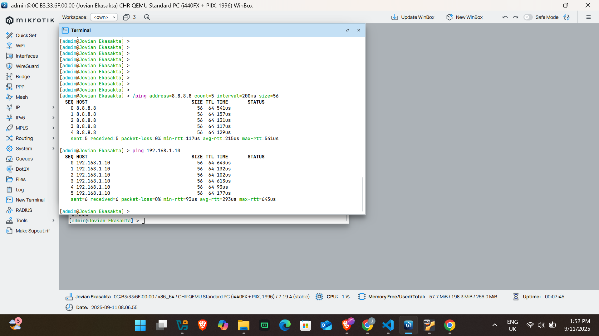 Konfigurasi IP Address untuk Interface WAN pada MikroTik